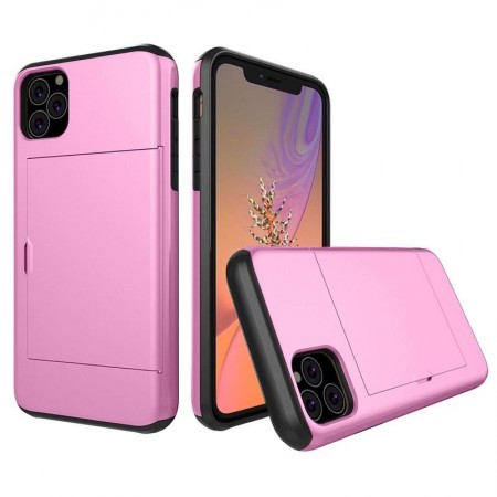 Husa iPhone 11 Pro Max Roz Antisoc Cu Buzunar Pentru Card