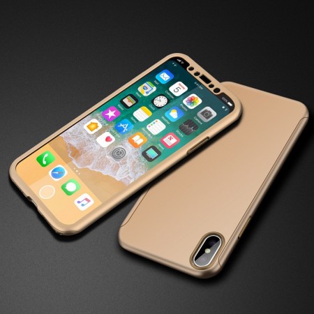 Husa iPhone XR Gold 360° Matte Premium Ultra Slim Cu Folie De Sticla