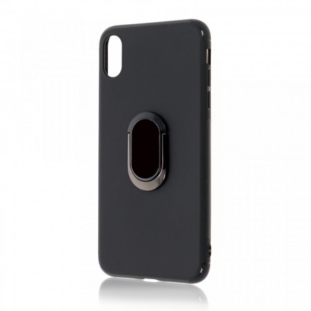 Husa iPhone XR Neagra Din Silicon Premium Cu Inel Rotativ