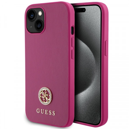 Husa Originala GUESS Strass Metal Logo GUHCP15SPS4DGPP pentru Iphone 15 Roz