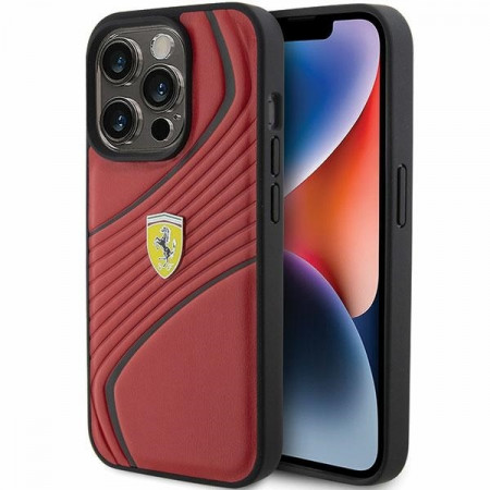 Original FERRARI hardCarcasa Twist Metal Logo FEHCP15LPTWR do Iphone 15 Pro Rosu