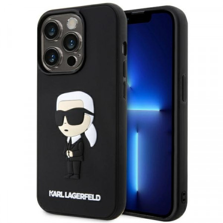 Original Pouch KARL LAGERFELD hardcase Rubber Ikonik 3D KLHCP14X3DRKINK for Iphone 14 Pro Max Black