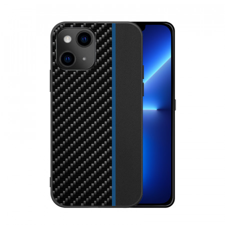 Tel Protect CARBON Case for Iphone 13 Pro Black with blue stripe