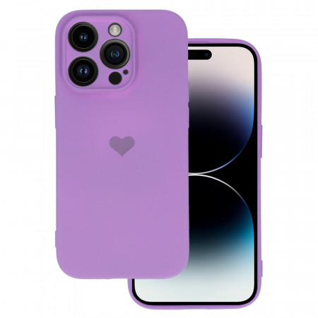 Vennus Silicone Heart Case for Iphone 14 Pro design 1 purple