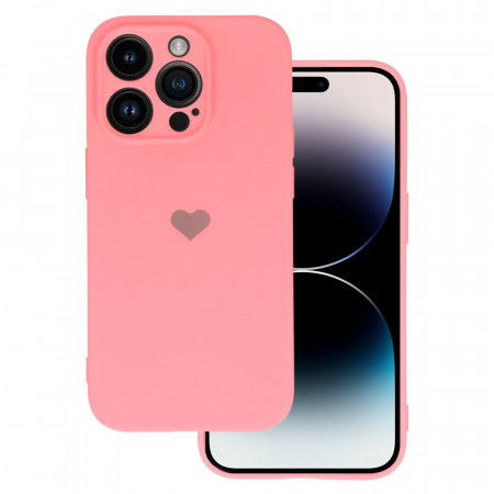 Vennus Silicone Heart Case for Iphone 14 Pro Max design 1 pink