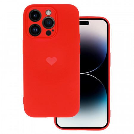 Vennus Silicone Heart Case for Iphone 14 Pro Max design 1 red