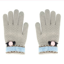 Gloves pentru touch screens GREY WITH FLOWER