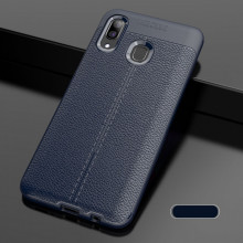 Husa Huawei Y6 | Y6 PRO (2019) - Husa Bleumarin din TPU cu Design de Tip Piele