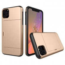 Husa iPhone 11 Pro Auriu Antisoc Cu Buzunar Pentru Card