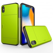 Husa iPhone X sau XS Verde Antisoc Cu Buzunar Pentru Card