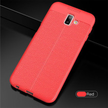 Husa Samsung Galaxy J6 PLUS Rosie din TPU cu Design de Tip Piele
