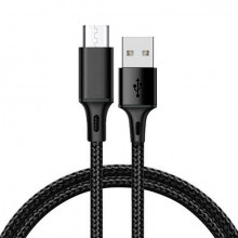 Cablu TIP 2 - USB to Micro USB - metal plugs QC 3.0 1 metru negru