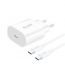 Foneng Wall charger EU39 - Type C - PD 20W 3A with Type C to Type C cable white