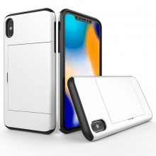 Husa iPhone X sau XS Alba Antisoc Cu Buzunar Pentru Card
