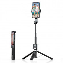 Selfie Stick - with detachable Albastrutooth remote control and tripod - P80 1,3 metres Negru