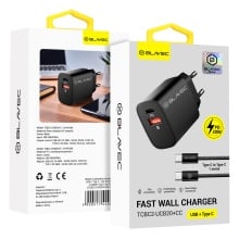 Blavec Wall charger BC2 - USB + Type C - QC 3.0 PD 20W with Type C to Type C cable (TCBC2-UCB20+CC) black