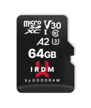 GOODRAM Memory MicroSD Card IRDM - 64GB with adapter UHS I U3 V30 A2 170MB/s