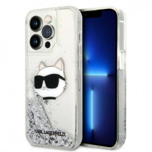 Husa Originala Pouch KARL LAGERFELD Glitter Choupette Head KLHCP14XLNCHCS pentru Iphone 14 Pro Max silver
