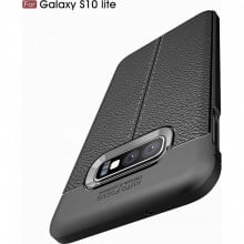 Husa Samsung Galaxy S10e - Husa Neagra din TPU cu Design de Tip Piele