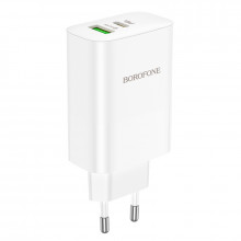 Incarcator Priza Borofone BN10 Sunlight - USB + Type C - QC 3.0 PD 65W white