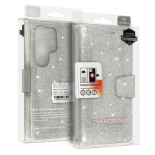 Liavec Glitter Magsafe Book Case for Samsung Galaxy S22 Ultra silver
