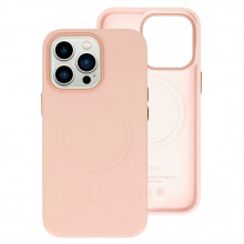 MagSafe Leather Husa Iphone 15 Pro Max Light pink