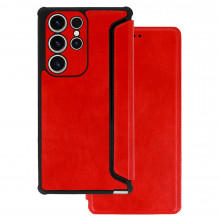 Razor Leather Book Carcasa pentru Samsung Galaxy S23 Ultra Rosu
