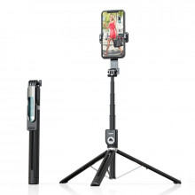 Selfie Stick - with detachable Albastrutooth remote control and tripod - P81 1,6 metres Negru