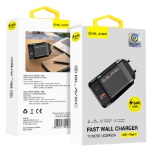 Blavec Wall charger BC5 GaN - USB + Type C - PD QC 45W 3A (TCBC5G-UCB453A) black