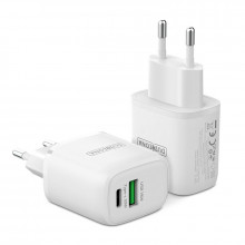 Dux Ducis Duzzona Incarcator Priza T2 - USB + Type C - PD 30W white