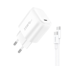 Foneng Wall charger EU40 - Type C - PD 25W 3A with Type C to Type C cable white