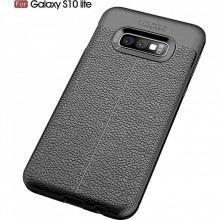 Husa Samsung Galaxy S10e - Husa Neagra din TPU cu Design de Tip Piele