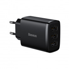 Baseus Compact Incarcator Priza - 3xUSB - 17W (CCXJ020101) Negru