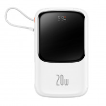 Baseus Power Bank 10000mAh Qpow Pro - USB + Type C - PD 20W with Lightning Cablu (PPQD060002) white