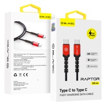 Blavec Cable Raptor braided - Type C to Type C - PD 60W 3A 3 metres (CRA-CC3BR30) black-red