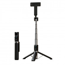 Selfie Stick - with detachable Albastrutooth remote control and tripod - P90 Negru