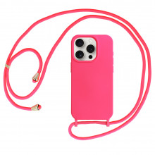 Strap Silicone Case for Iphone 15 Plus design 1 pink
