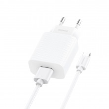 Foneng Wall charger EU28 - USB - 2,4A with USB to Type C cable white
