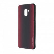 Husa pentru Samsung Galaxy A8 PLUS - Husa Pro Shield Glass Rosu cu Efect Gradient
