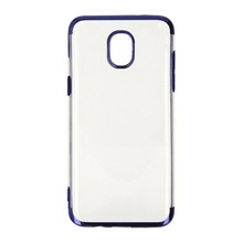 Husa Samsung Galaxy J3 (2017) Transpatenta De Silicon Cu Margini Albastre