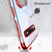 Husa Samsung S10e Silicon Transparenta cu Inel Rotativ cu Contur si Margini Rosii