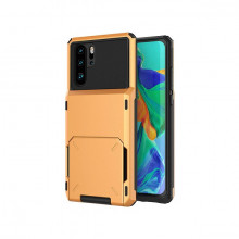 Husa Huawei P30 Lite - Book Type Card Holder, galben, HWP30LITE-003