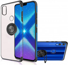 Husa Huawei Y6 (2019) - Silicon transparenta cu Inel Rotativ si Margini Negre