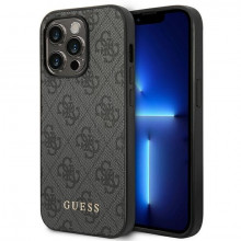Original Husa GUESS hardcase 4G Metal Gold Logo GUHCP14XG4GFGR pentru Iphone 14 Pro Max Grey