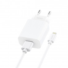 Foneng Wall charger EU28 - USB - 2,4A with USB to Lightning cable white