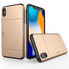 Husa iPhone XR Auriu Antisoc Cu Buzunar Pentru Card