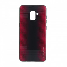 Husa pentru Samsung Galaxy A8 PLUS - Husa Pro Shield Glass Rosu cu Efect Gradient