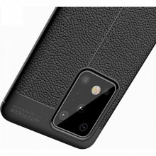 Husa Samsung Galaxy S20 PLUS Neagra din TPU cu Design de Tip Piele
