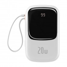 Baseus Power Bank 20000mAh Qpow Pro - USB + Type C - PD 20W with Lightning Cablu (PPQD060202) white