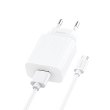 Foneng Wall charger EU28 - USB - 2,4A with USB to Micro USB cable white